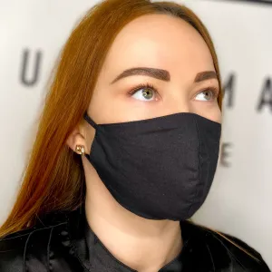 100% organic cotton face mask double sided, Classic Black