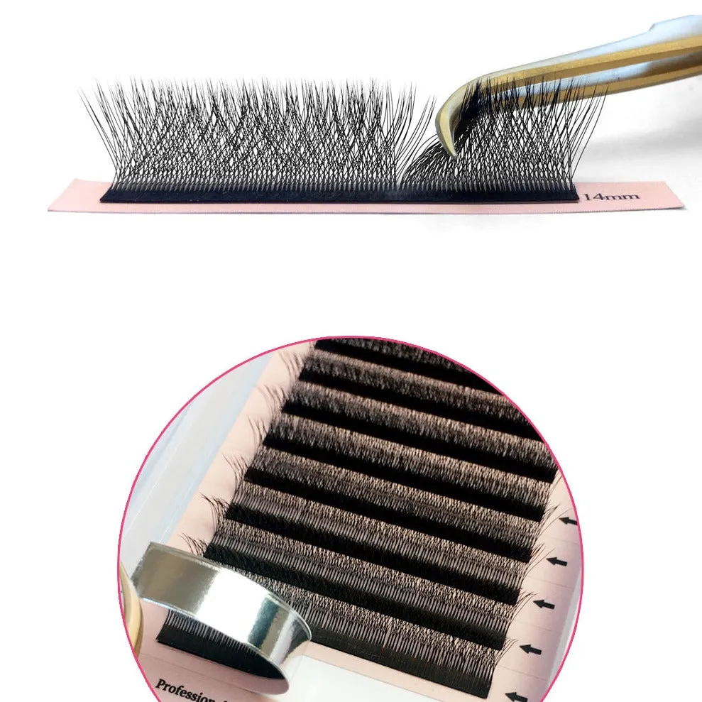 3D clover W premade volume Eyelash Extensions fans, C/0.07/MIX (8-15 mm)