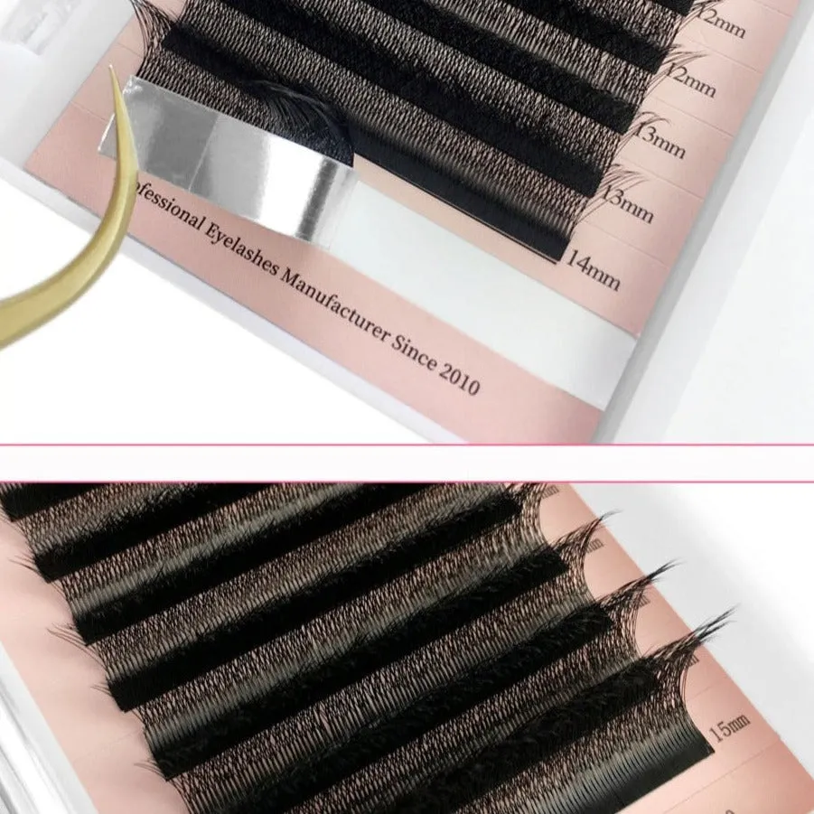 3D clover W premade volume Eyelash Extensions fans, C/0.10/MIX (8-15 mm)