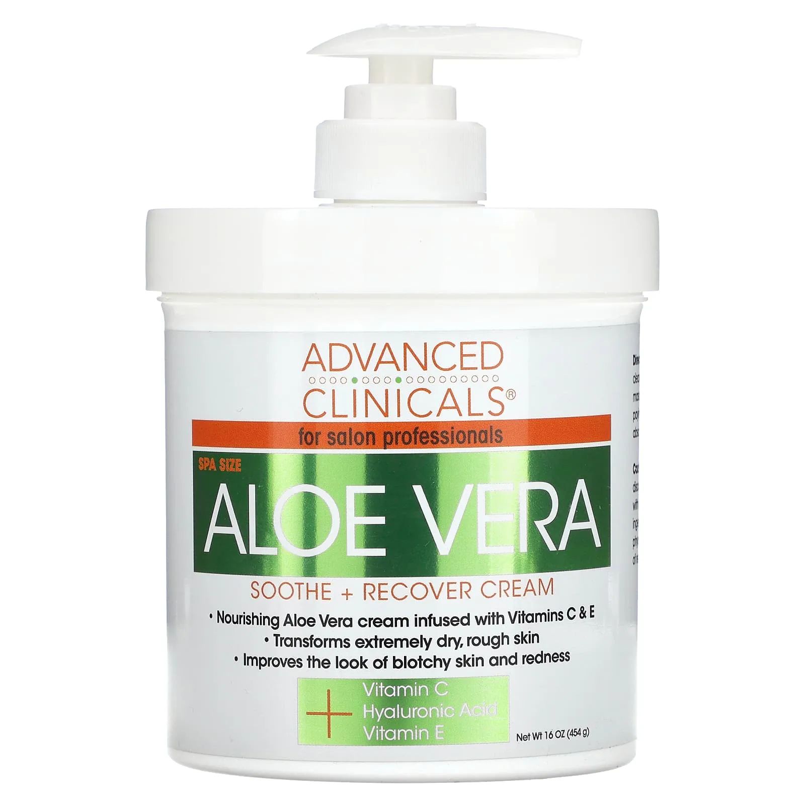 ADVANCED CLINICALS ALOE VERA SOOTHE   RECOVER CREAM SPA SIZE