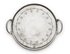 Arte Italica Vintage Round Tray with Handles, Pewter