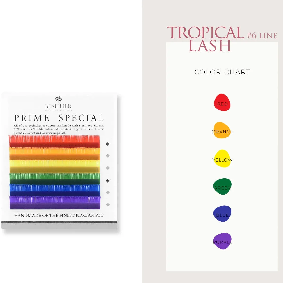 Beautier eyelash extensions TROPICAL MIX, C shape