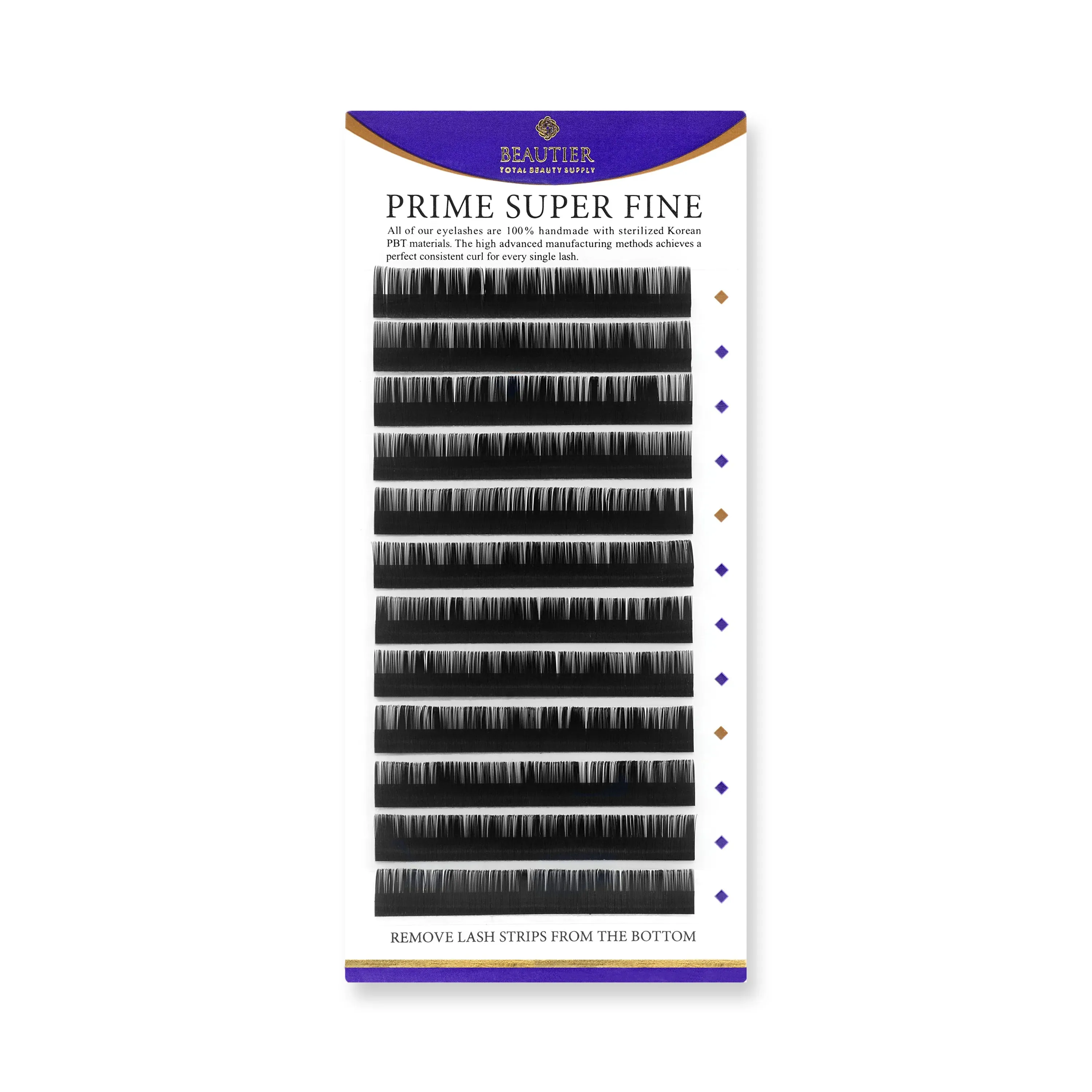 Beautier Super Fine eyelash extensions ONE SIZE TRAY, C-0.20-13mm