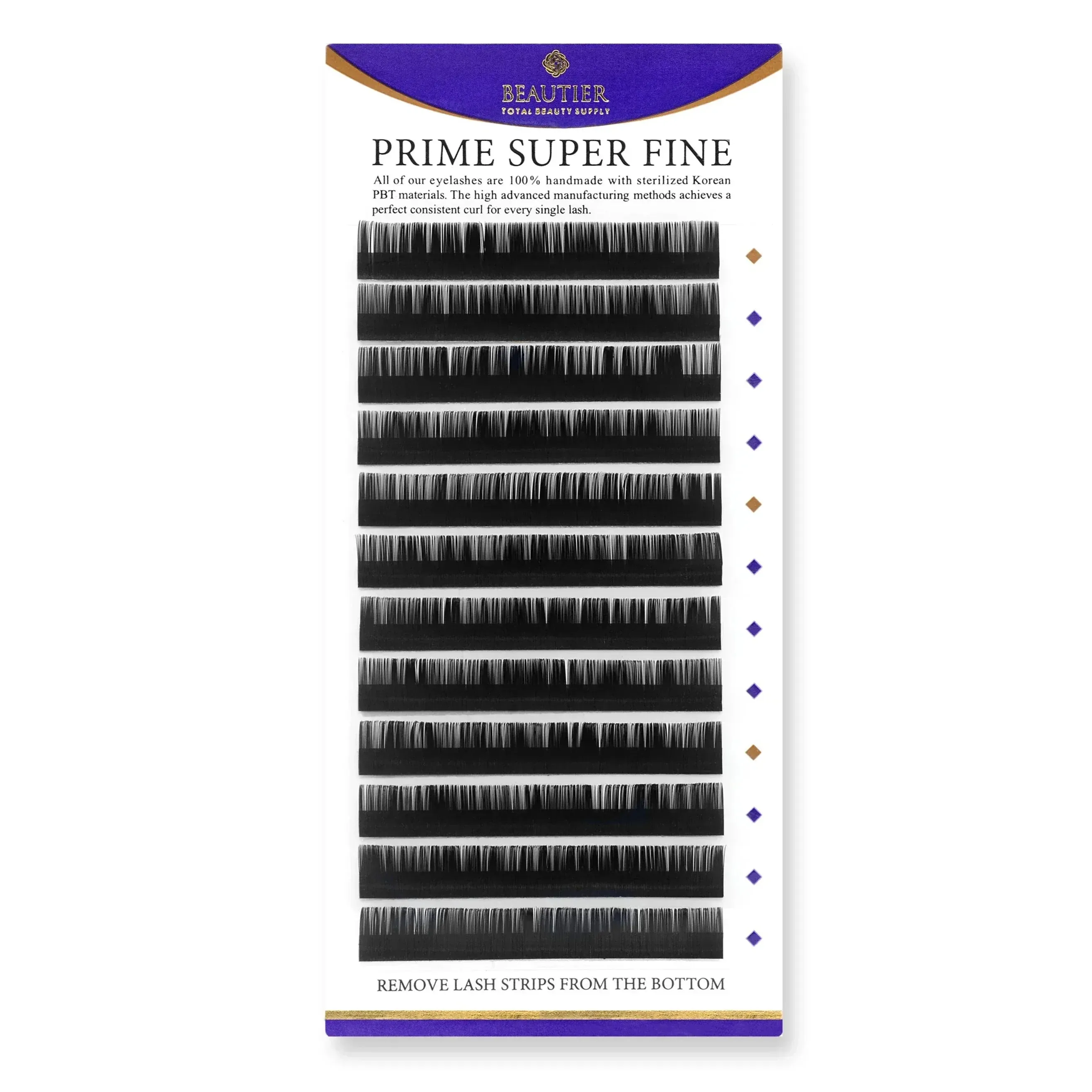 Beautier Super Fine eyelash extensions ONE SIZE TRAY, D-0.15