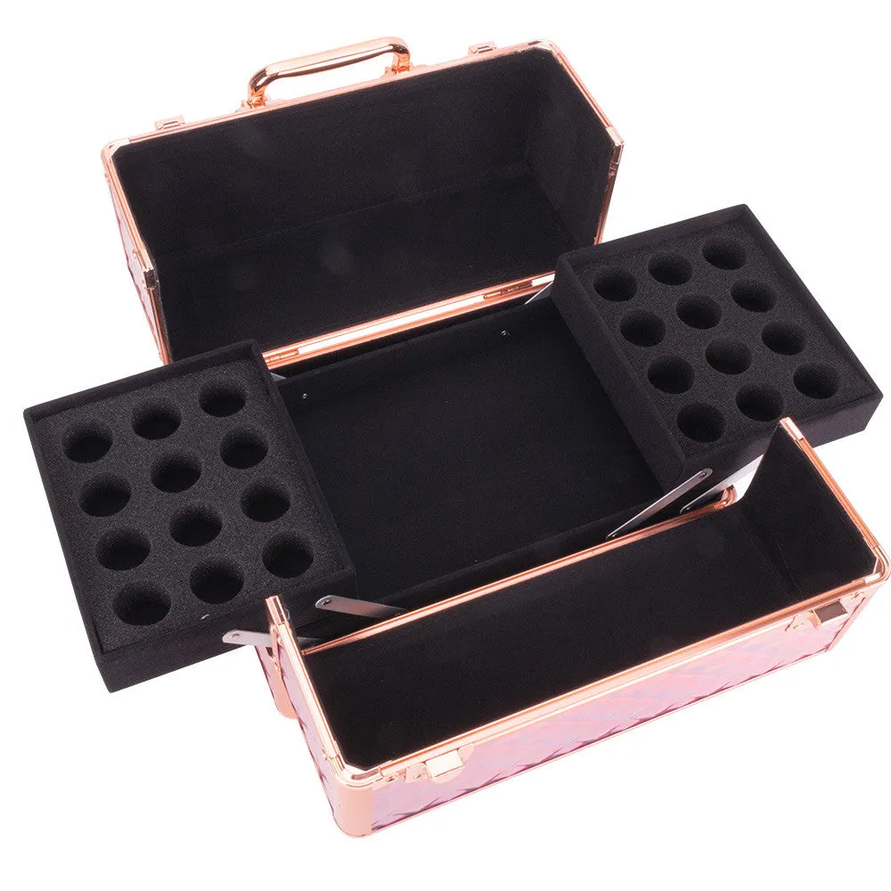 Beauty suitcase 3D design S size, HOLO GOLD ROSE