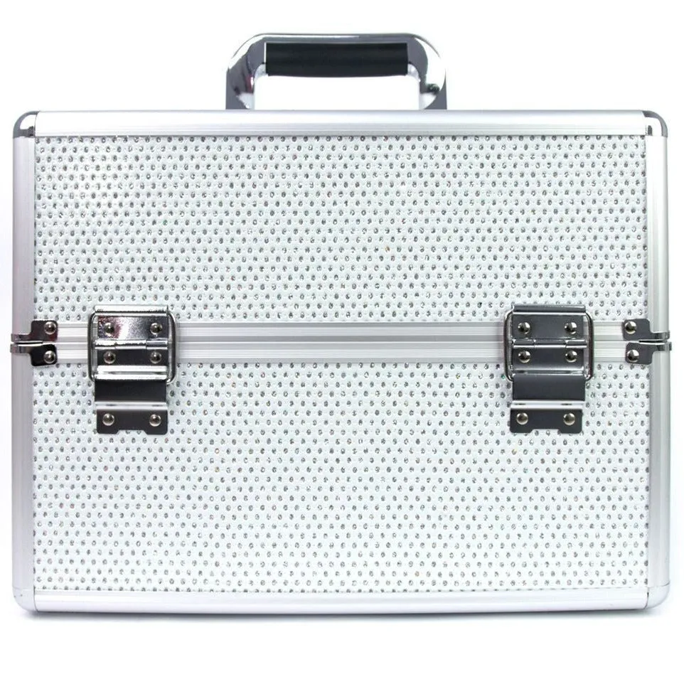 Beauty suitcase M1 size, sparkly SILVER