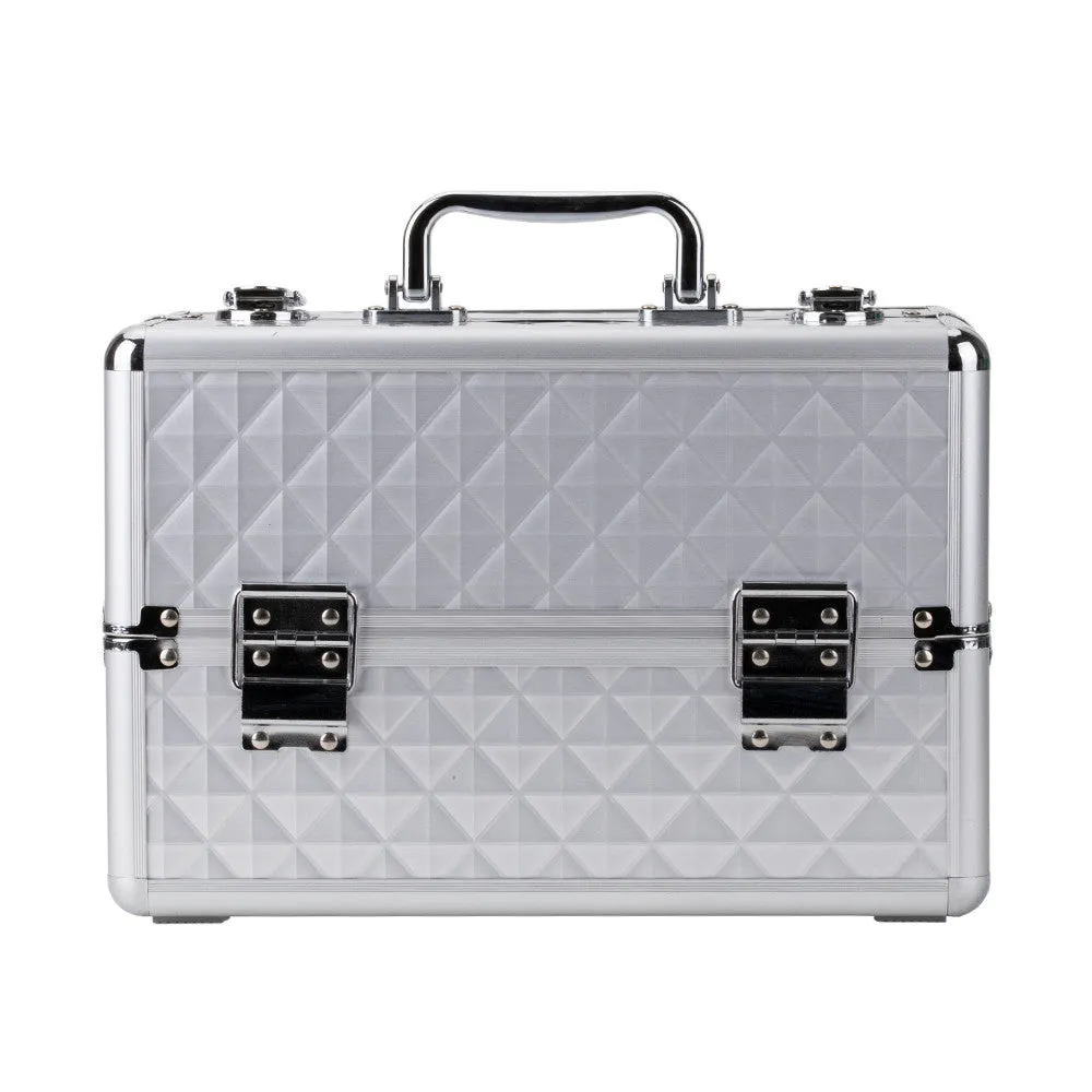 Beauty suitcase with 3D design S size, SILVER