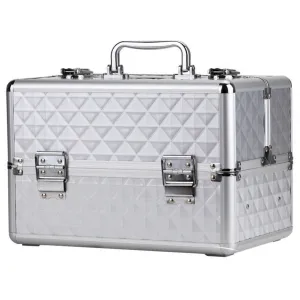 Beauty suitcase with 3D design S size, SILVER