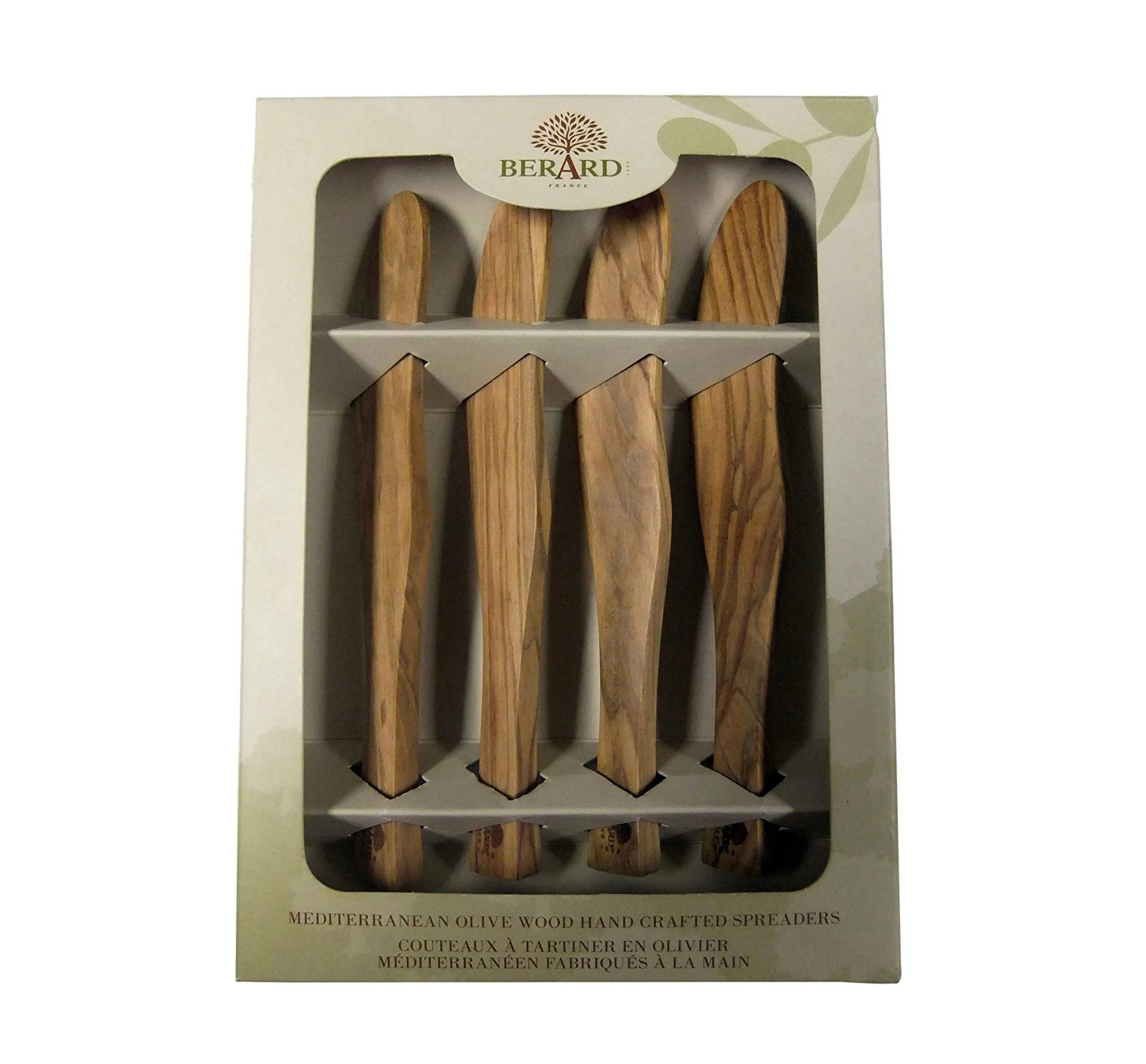 Berard Acero Olive Wood 6 Inch Spreader, Set of 4