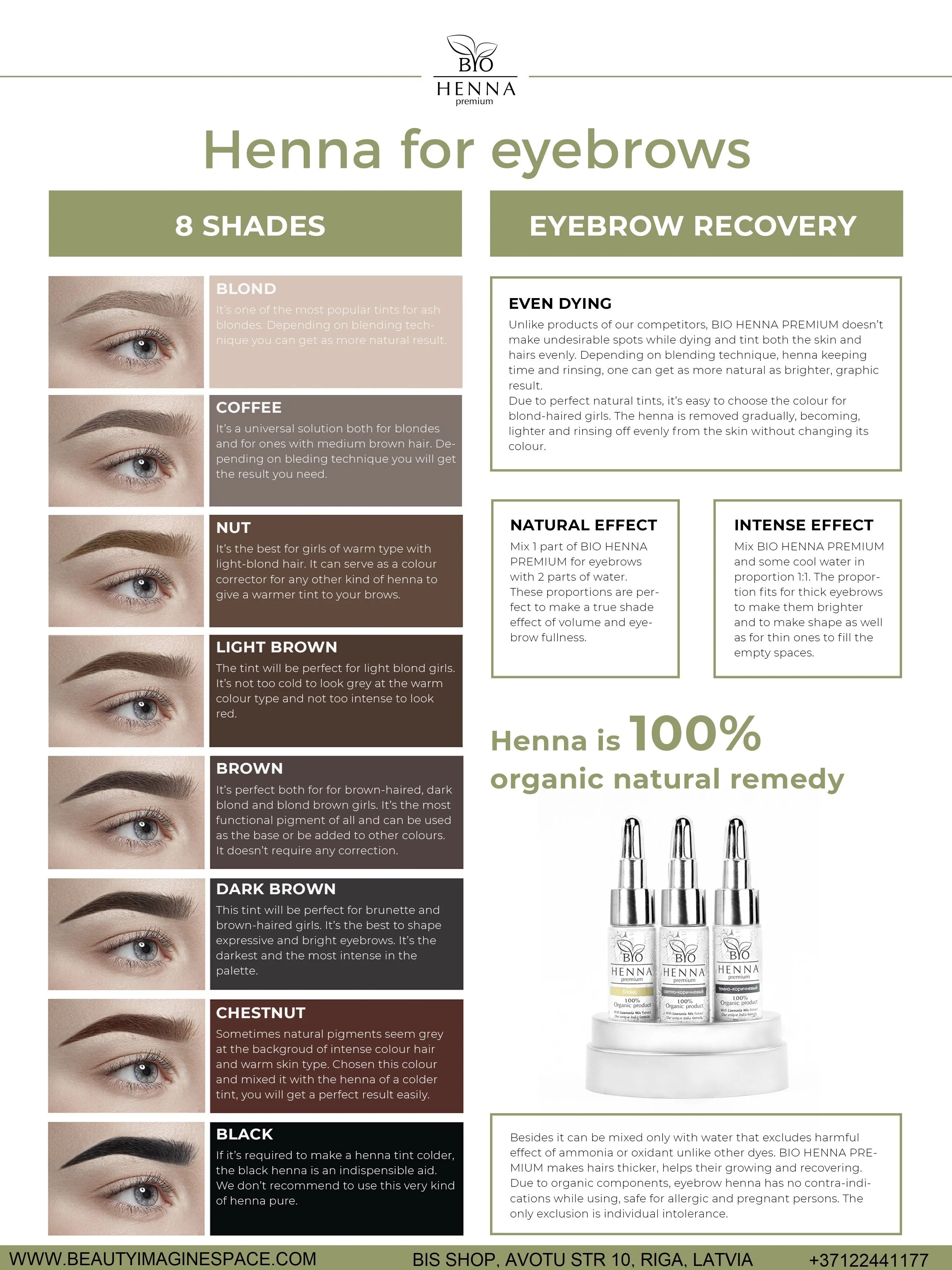 Bio Henna for brows biotattoo CHESTNUT, 5 capsules SET