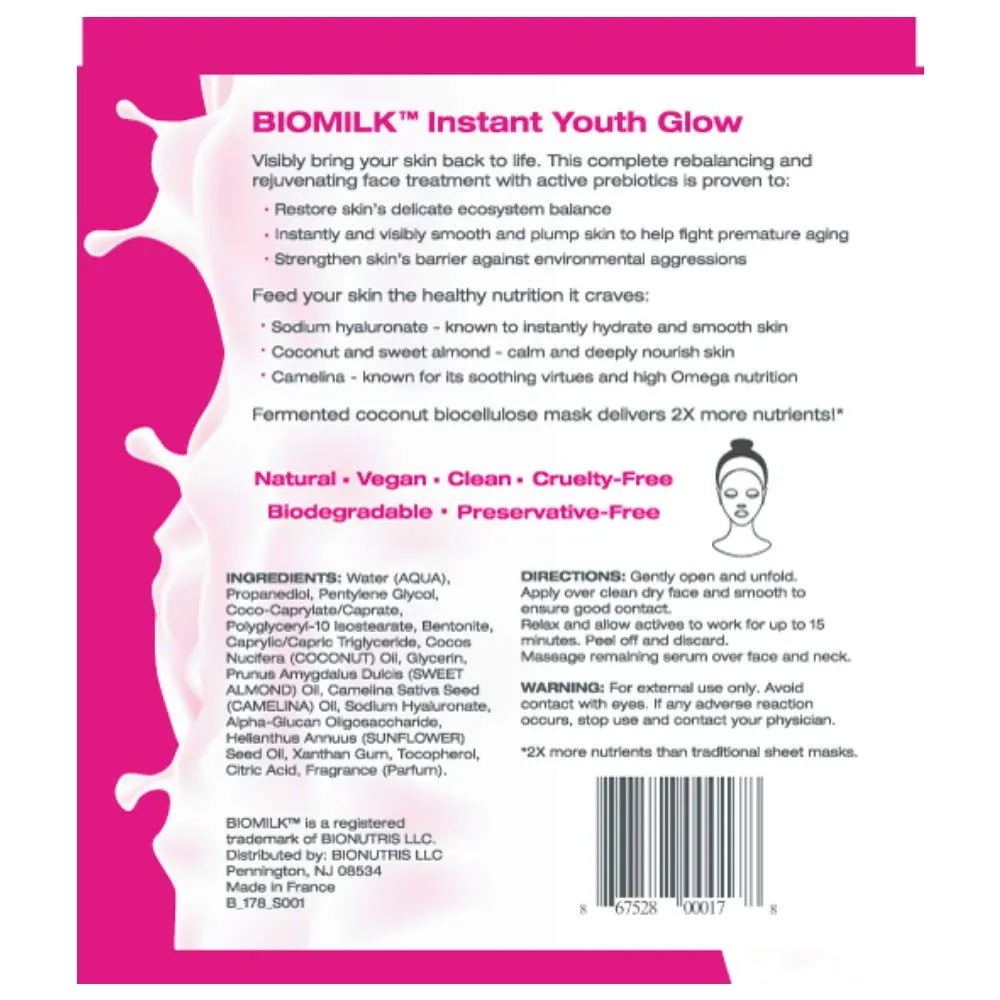 BIOMILK Probiotic Skincare Instant Youth Glow Prebiotic Face Mask 3 Pack (3 pcs)