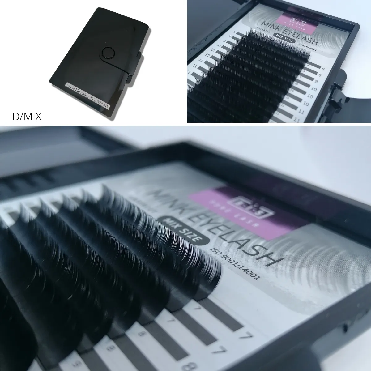 BIS Pure Lash FLAT eyelash extensions 16 lines, D-MIX (7-12 mm)