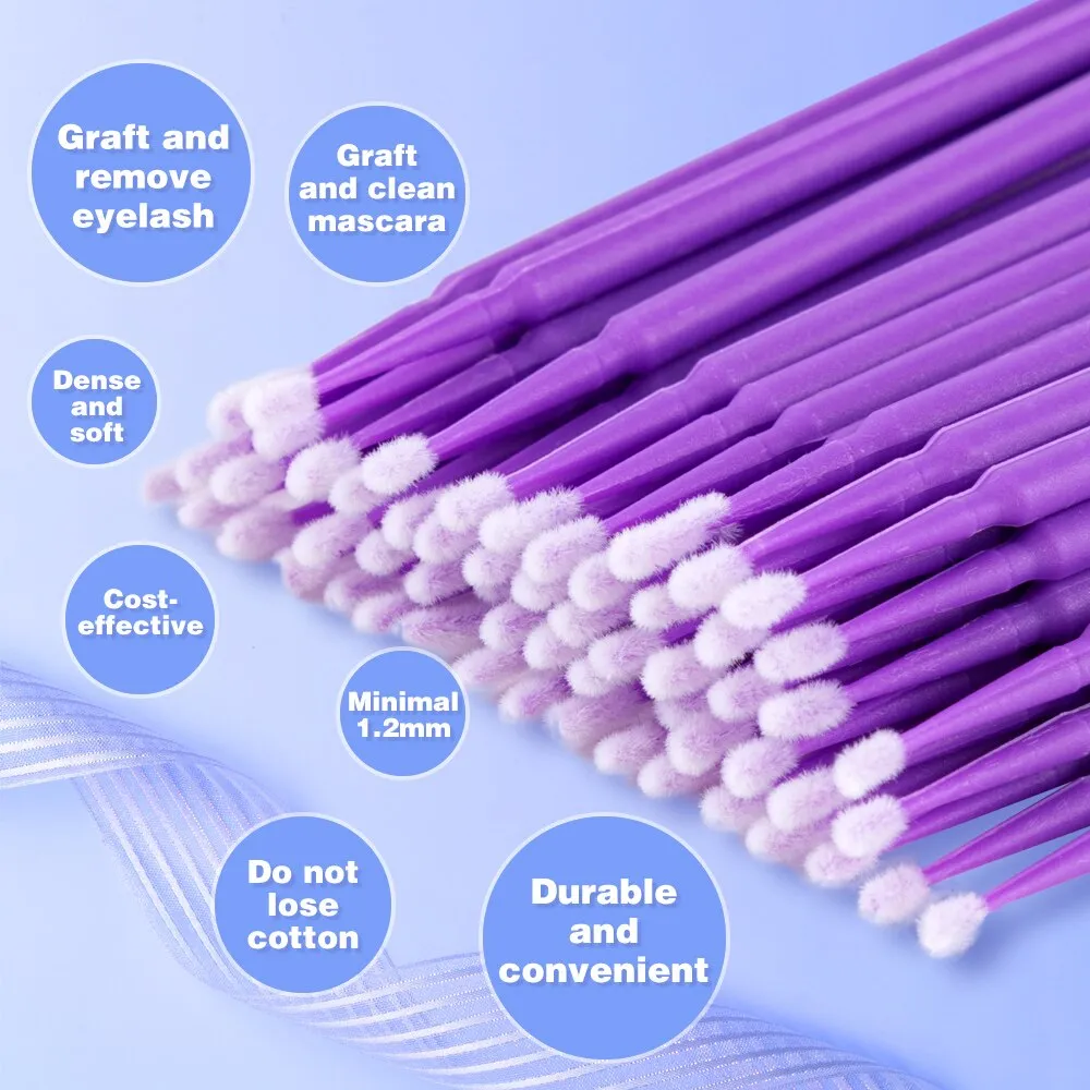 BIS Pure Lash microswabs long microbrushes, 100pcs