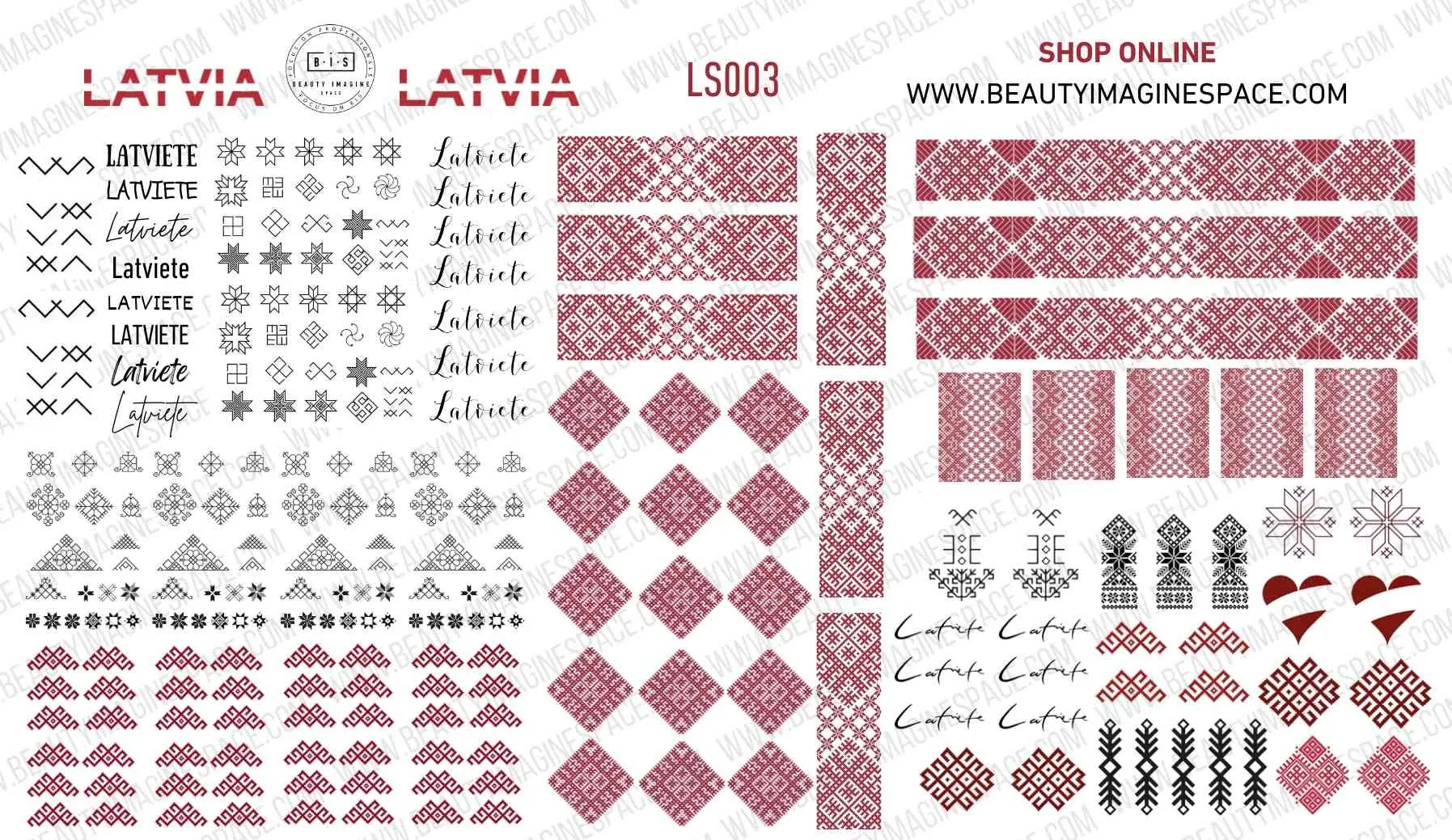 BIS Pure Nails slider nail art design sticker decal LATVIA, LS003