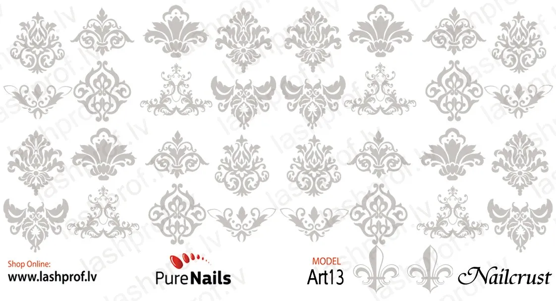 BIS Pure Nails  slider nail design sticker decal Art13, NAILCRUST SILVER