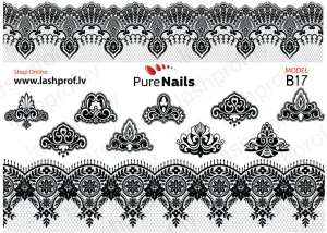 BIS Pure Nails  slider nail design sticker decal BLACK LACE, B17