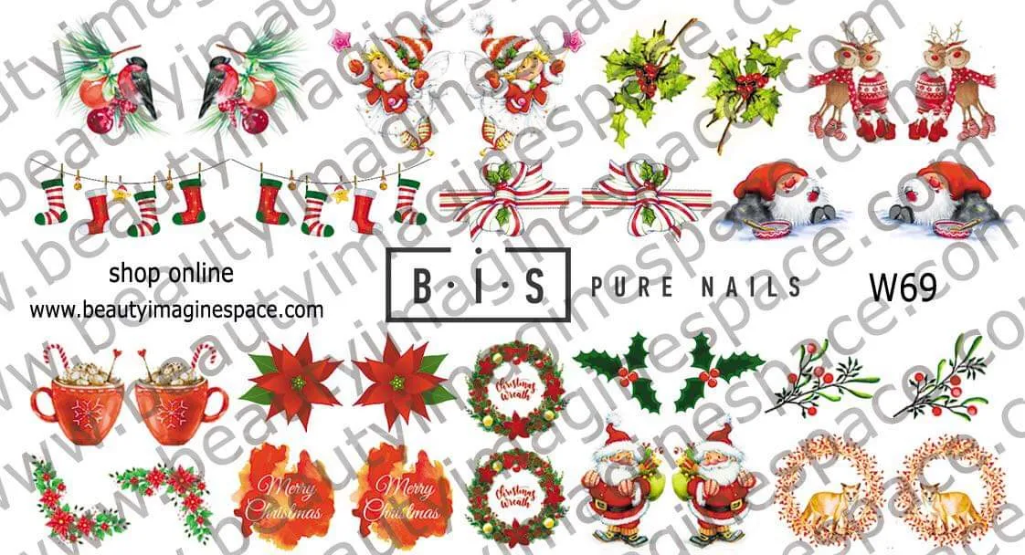 BIS Pure Nails slider nail design sticker decal, CHRISTMAS W69