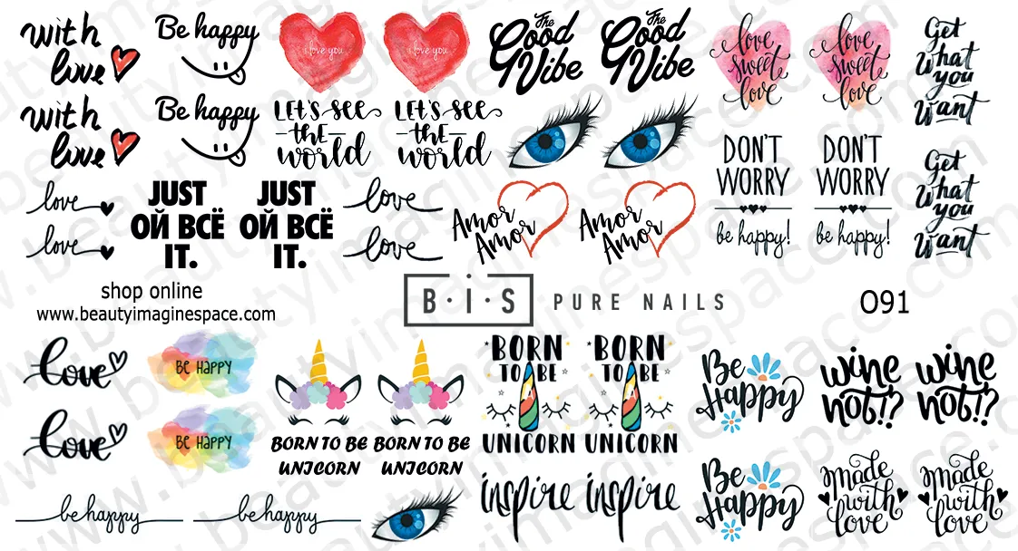 BIS Pure Nails  slider nail design sticker decal, EXPRESSIONS O91