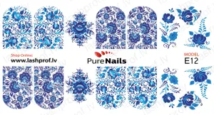 BIS Pure Nails slider nail design sticker decal FLOWERS, E12