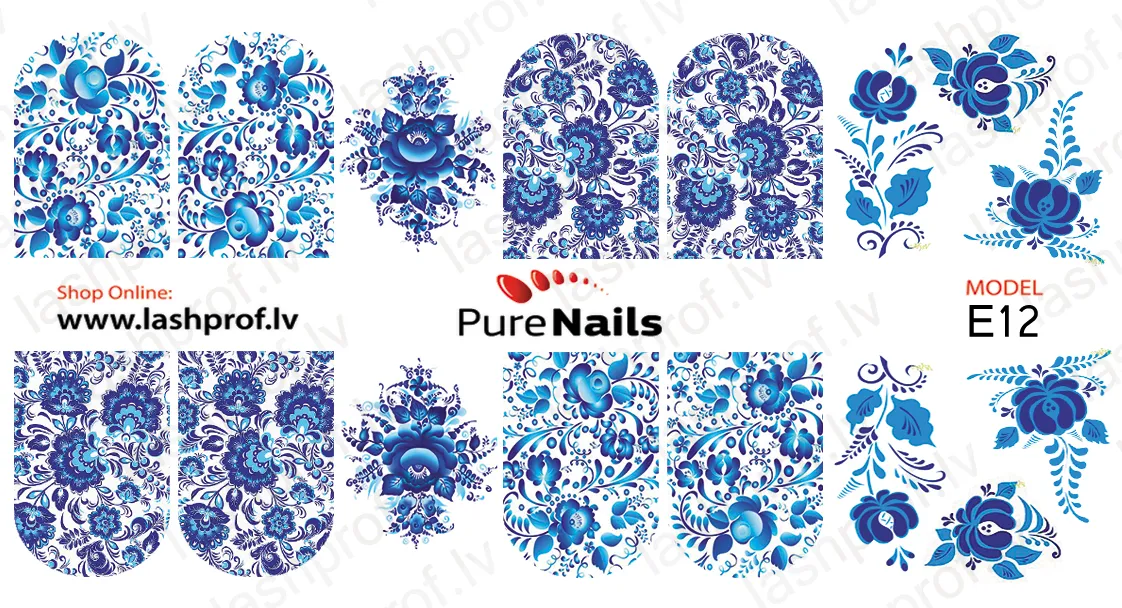 BIS Pure Nails slider nail design sticker decal FLOWERS, E12