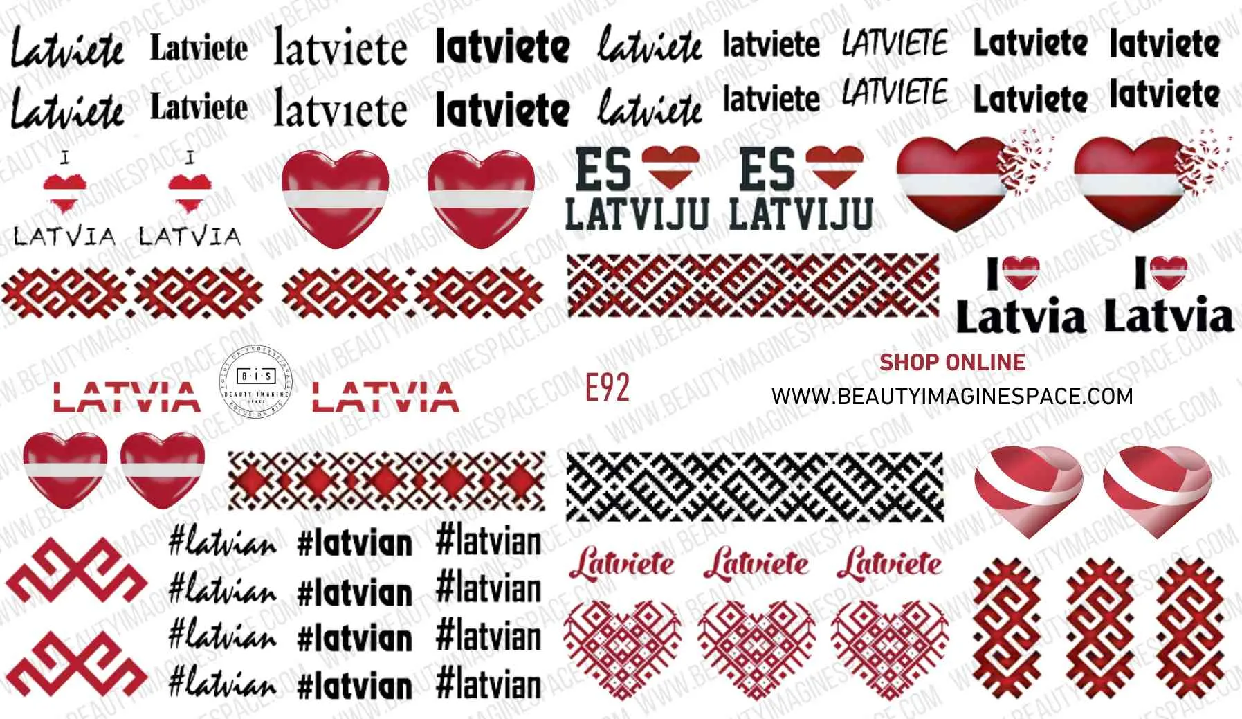 BIS Pure Nails  slider nail design sticker decal LATVIA, E92