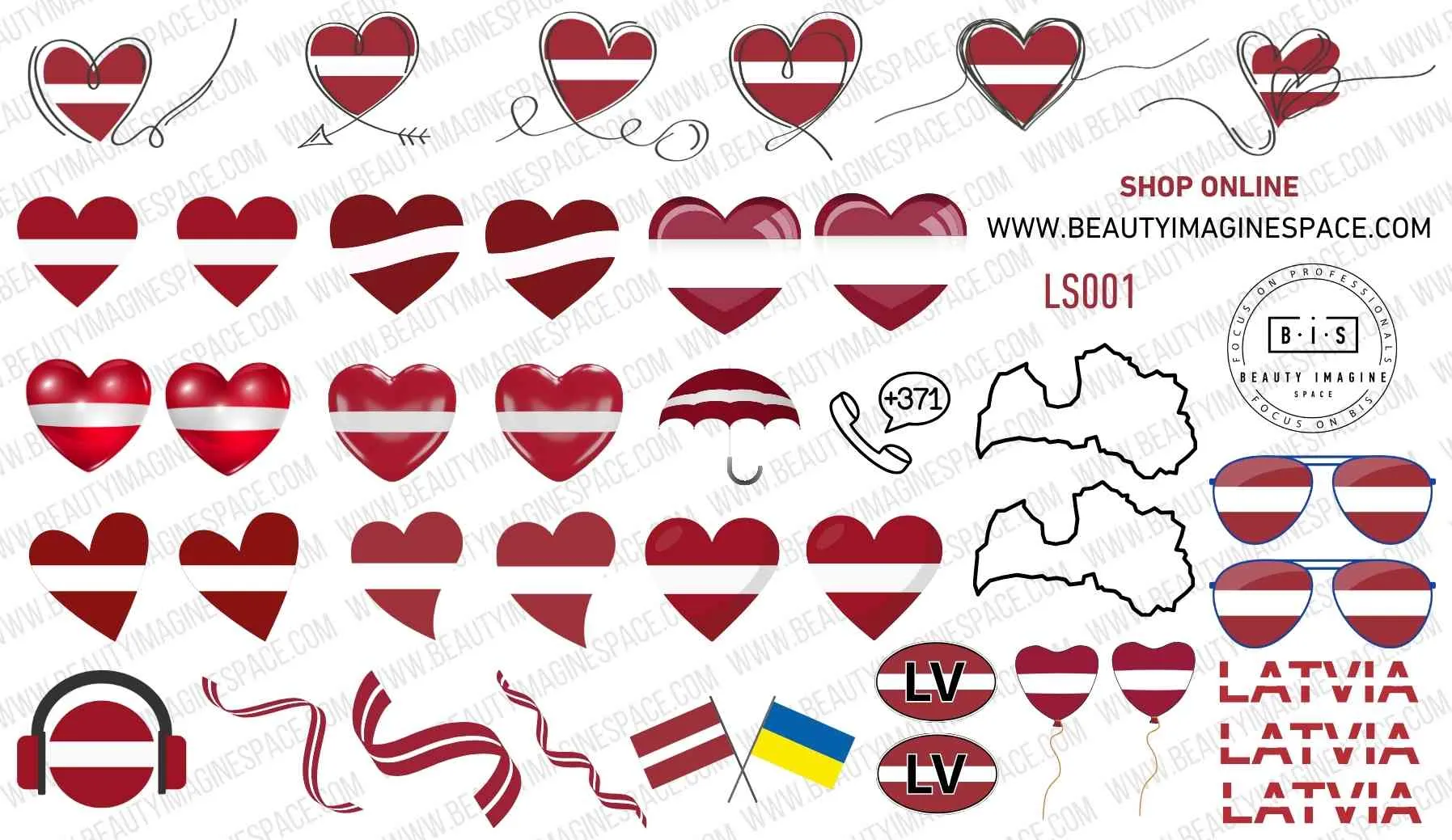BIS Pure Nails  slider nail design sticker decal LATVIA, SMALL LS001