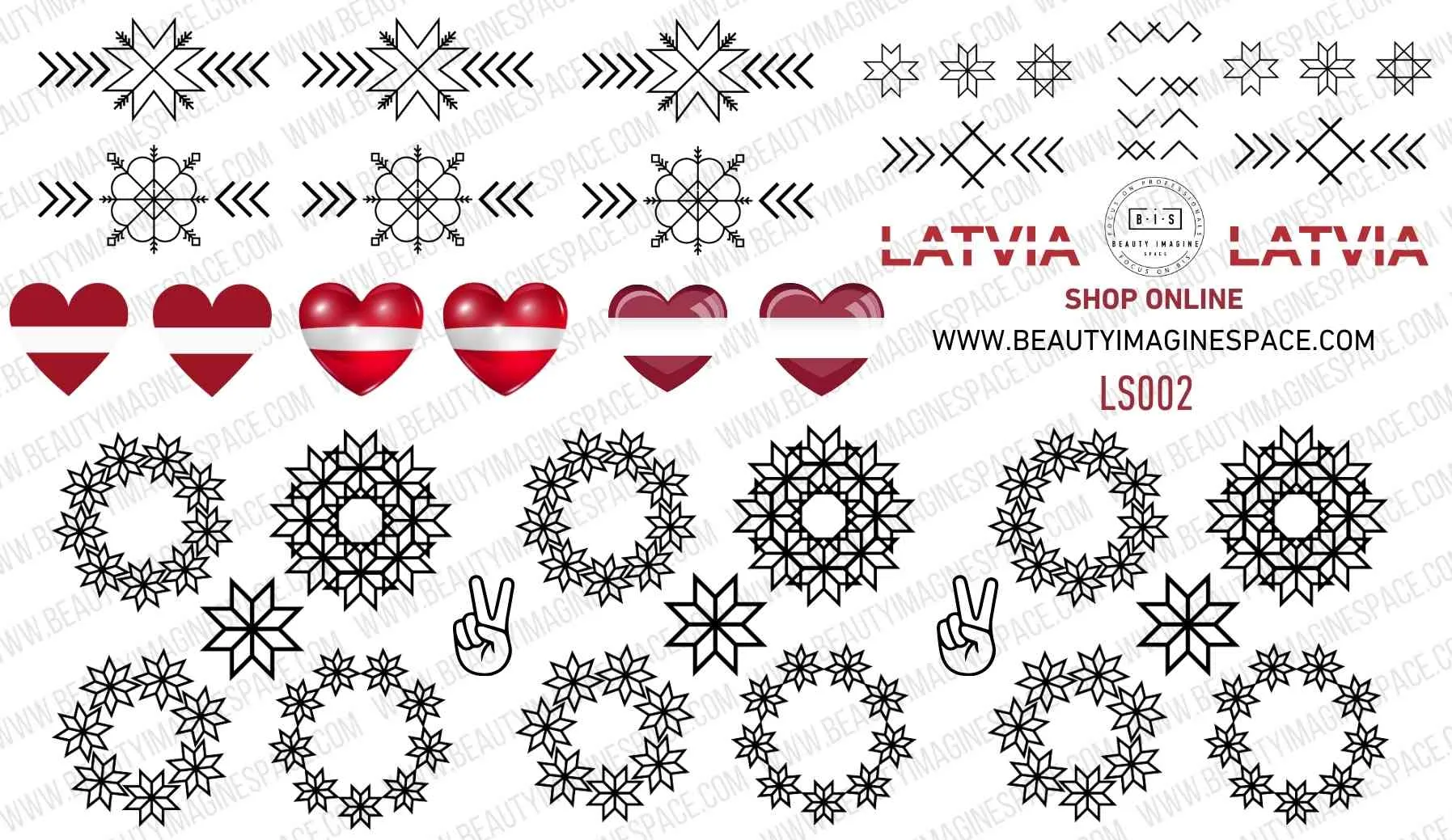 BIS Pure Nails  slider nail design sticker decal LATVIA, SMALL LS002