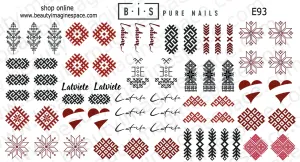 BIS Pure Nails  slider nail design sticker decal LATVIAN, E93