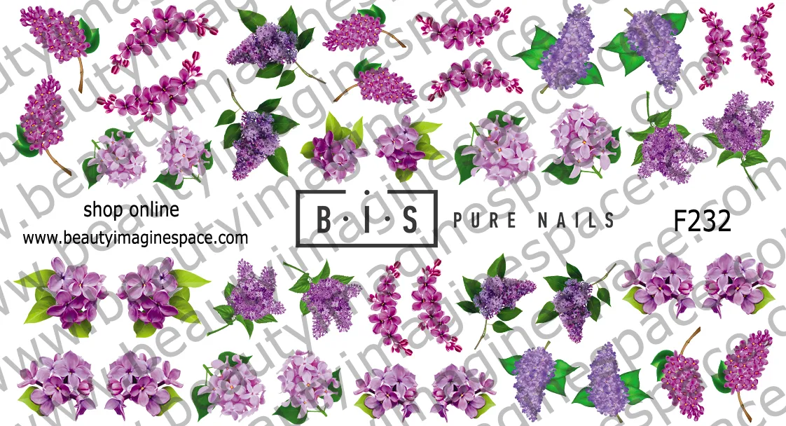 BIS Pure Nails slider nail design sticker decal LILAC, F232