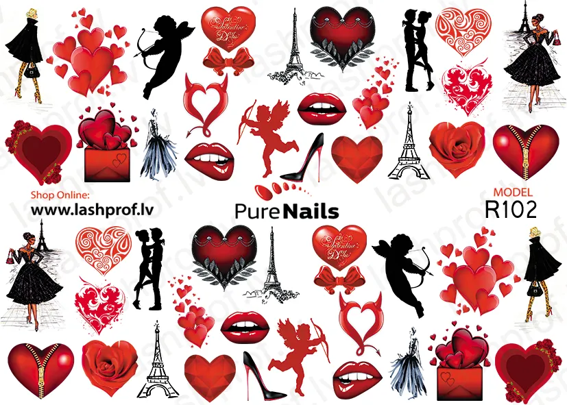BIS Pure Nails slider nail design sticker decal LOVE, models F48, K07, R02, R35 and R102