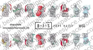 BIS Pure Nails  slider nail design sticker decal, WINTER TEDDY W02