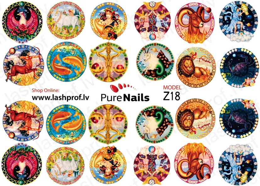 BIS Pure Nails slider nail design sticker decal ZODIAC SIGNS, Z18