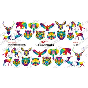 BIS Pure Nails water slider nail design sticker decal ANIMALS, N34