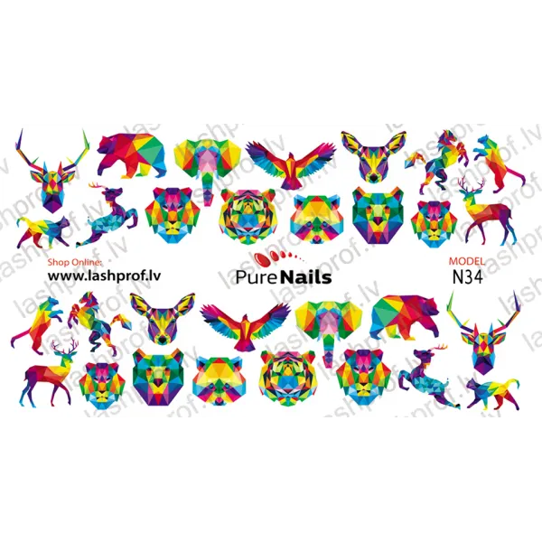 BIS Pure Nails water slider nail design sticker decal ANIMALS, N34