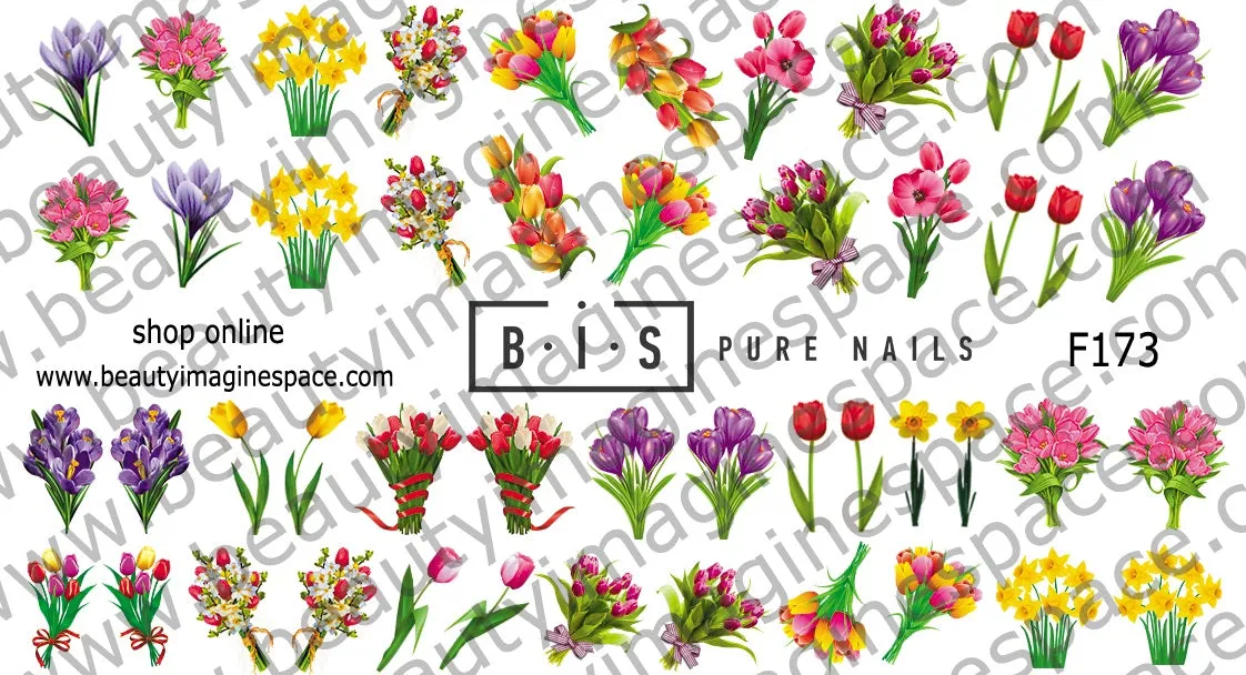BIS Pure Nails water slider nail design sticker decal BOUQUET, F173