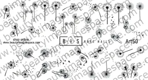 BIS Pure Nails water slider nail design sticker decal, DANDELIONS, Art50