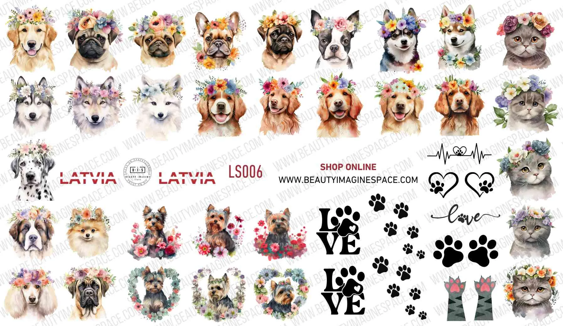 BIS Pure Nails water slider nail design sticker decal FLUFFY ANIMALS, LS006