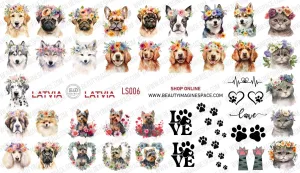 BIS Pure Nails water slider nail design sticker decal FLUFFY ANIMALS, LS006
