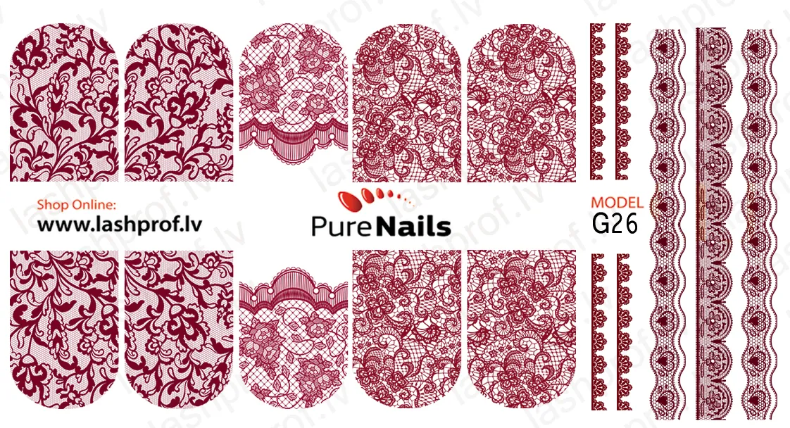 BIS Pure Nails water slider nail design sticker decal LACE, G23, G26 and G27