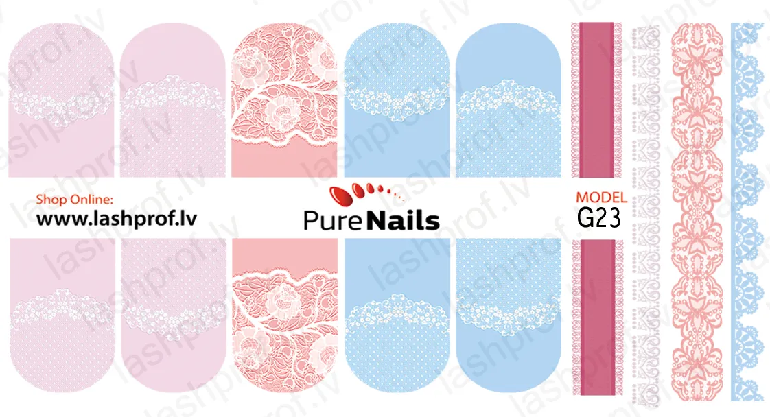 BIS Pure Nails water slider nail design sticker decal LACE, G23, G26 and G27