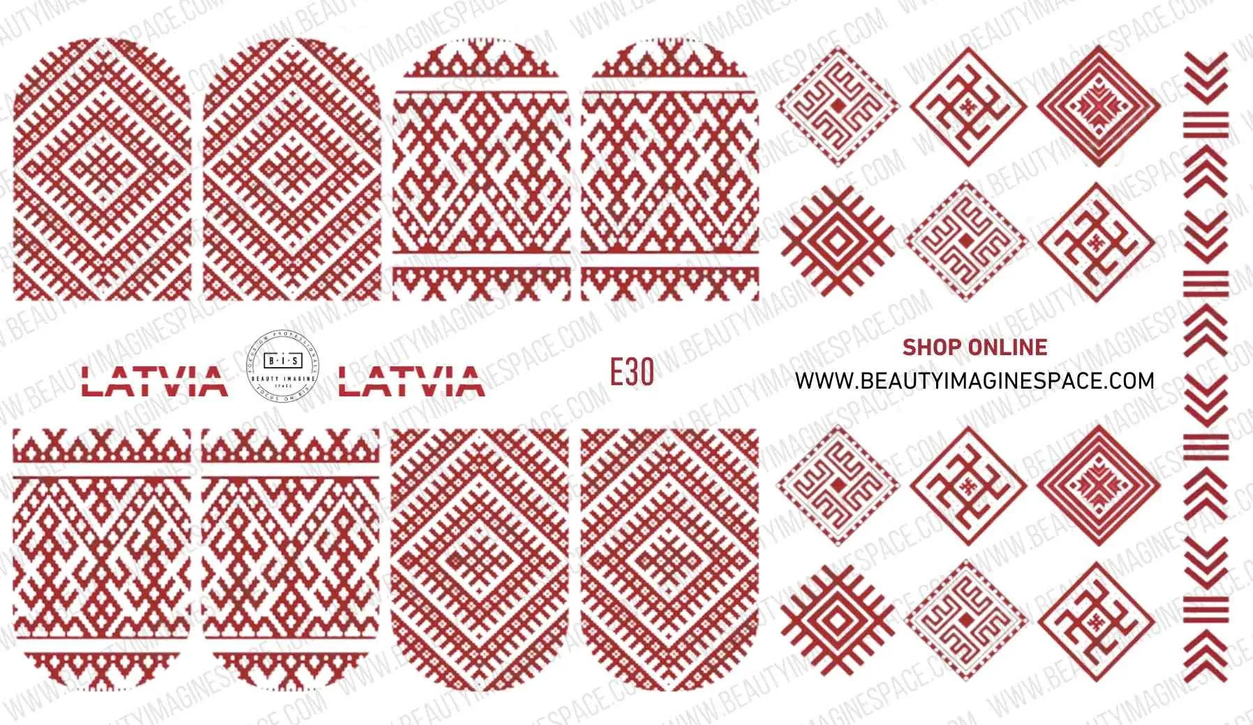 BIS Pure Nails water slider nail design sticker decal LATVIA, E30