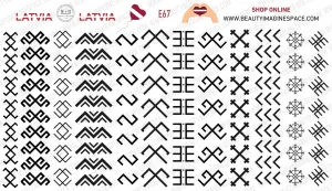 BIS Pure Nails water slider nail design sticker decal LATVIA, E67
