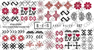 BIS Pure Nails water slider nail design sticker decal LATVIA, E87