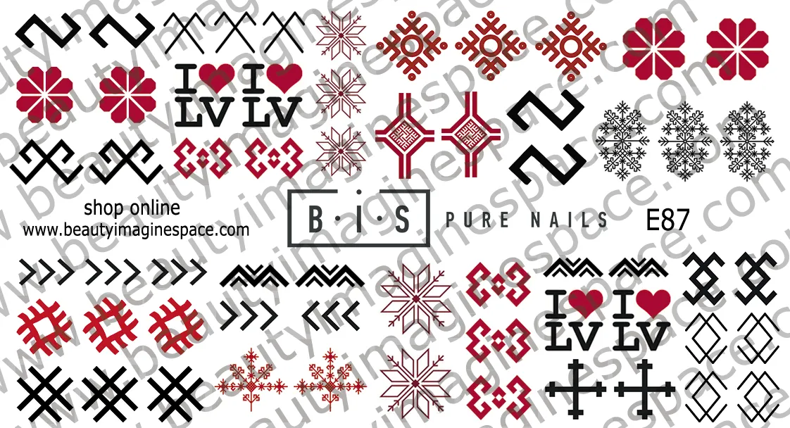 BIS Pure Nails water slider nail design sticker decal LATVIA, E87