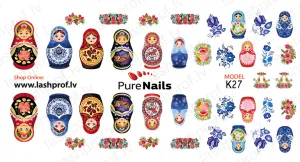 BIS Pure Nails water slider nail design sticker decal MATRYOSHKI, K27