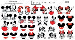 BIS Pure Nails water slider nail design sticker decal Mickey and Minnie, K09