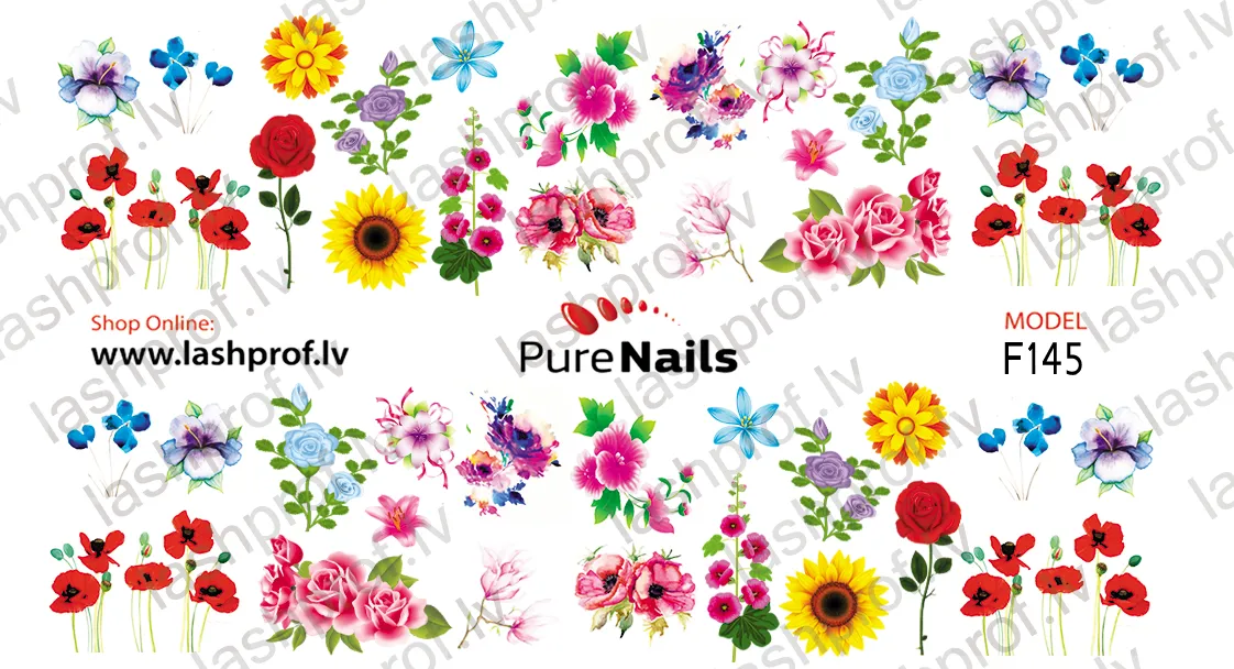 BIS Pure Nails water slider nail design sticker decal POPPY F166, F43 F145 or F118