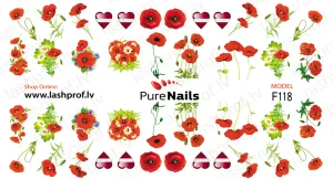 BIS Pure Nails water slider nail design sticker decal POPPY F166, F43 F145 or F118