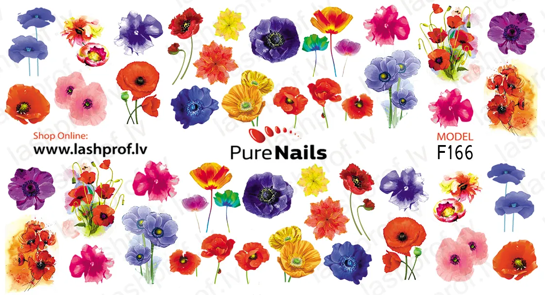 BIS Pure Nails water slider nail design sticker decal POPPY F166, F43 F145 or F118