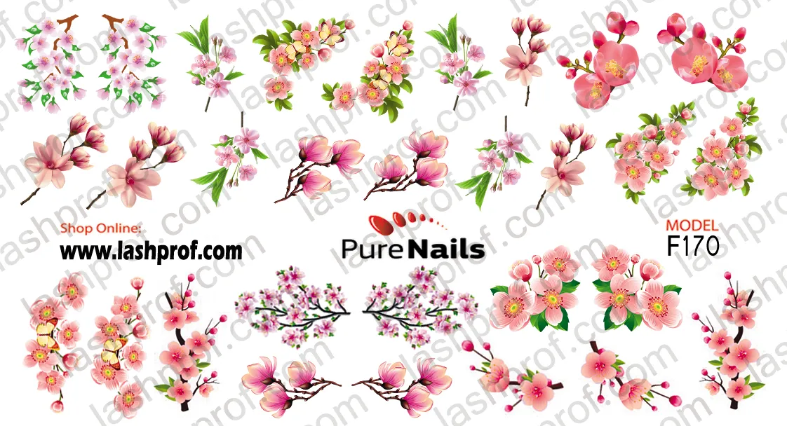 BIS Pure Nails water slider nail design sticker decal SAKURA, F170
